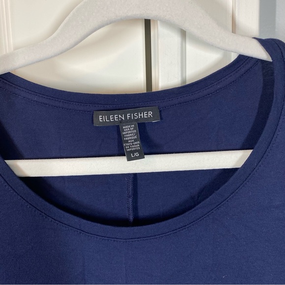 Eileen Fisher Long Sleeve Lightweight Viscose Jersey Dress navy blue‎ Size large - Picture 4 of 6